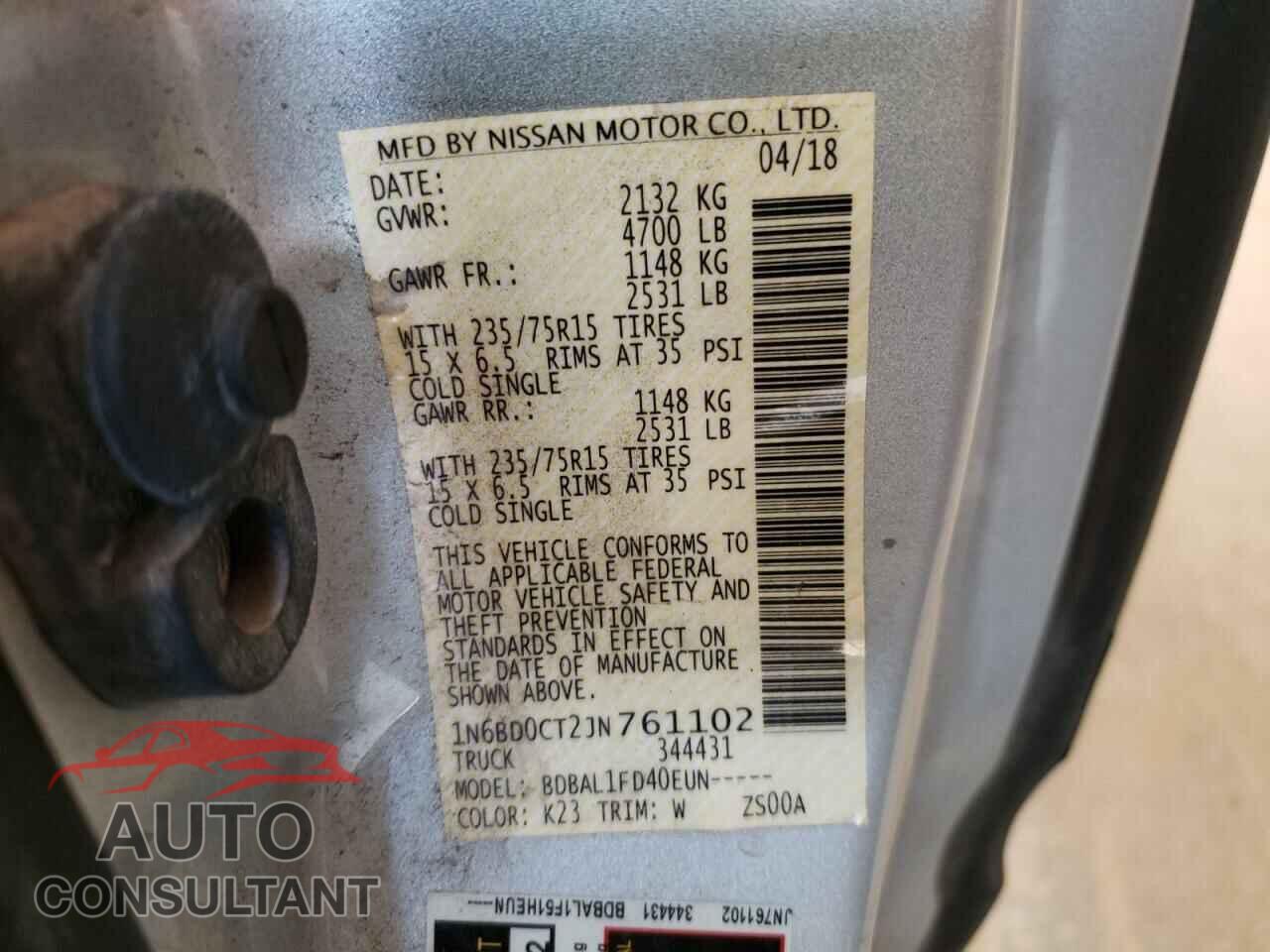 NISSAN FRONTIER 2018 - 3N1CN7AP3KL867095