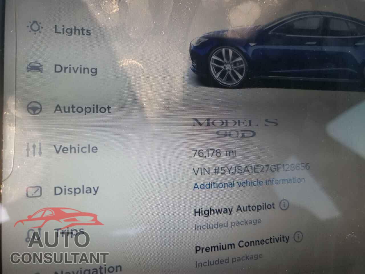 TESLA MODEL S 2016 - 5YJSA1E27GF128656
