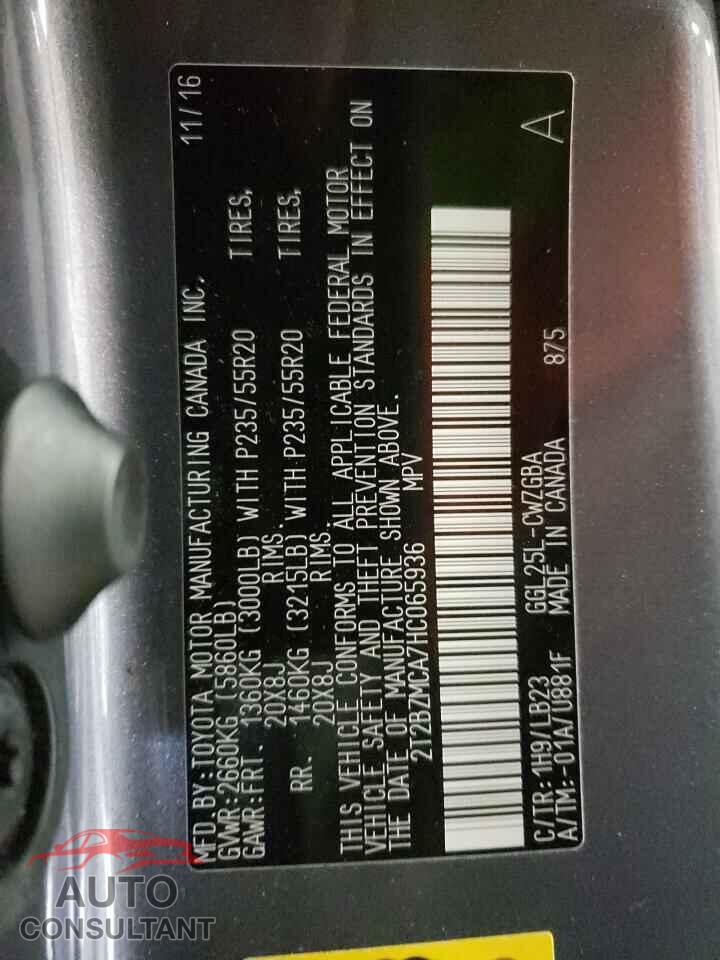 LEXUS RX350 2017 - 2T2BZMCA7HC065936