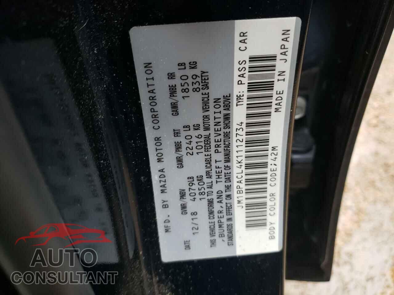 MAZDA 3 2019 - JM1BPACL4K1112734