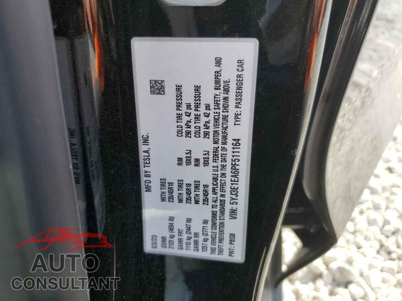 TESLA MODEL 3 2023 - 5YJ3E1EA6PF511164