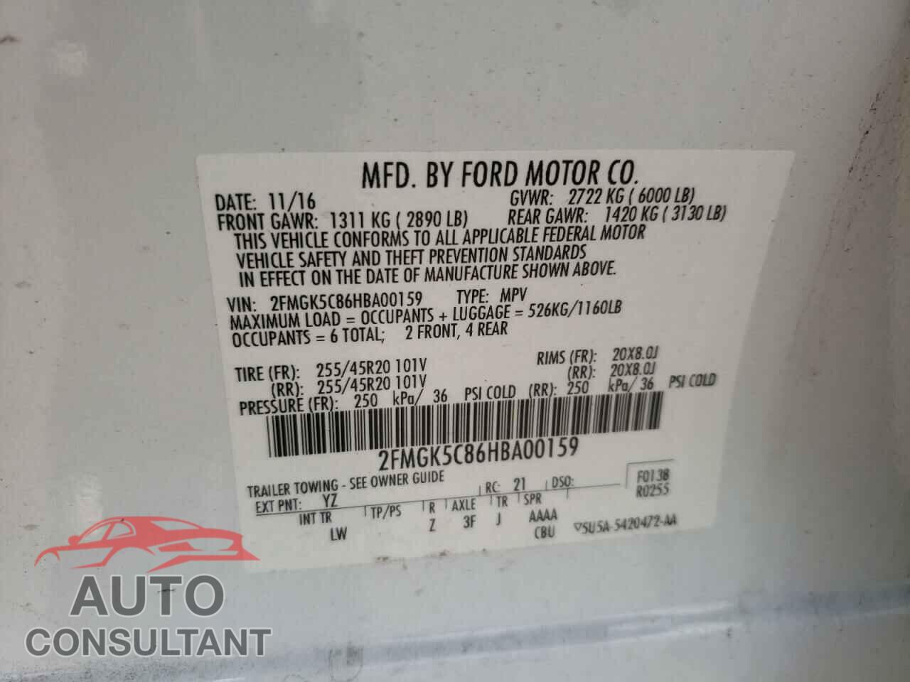 FORD FLEX 2017 - 2FMGK5C86HBA00159