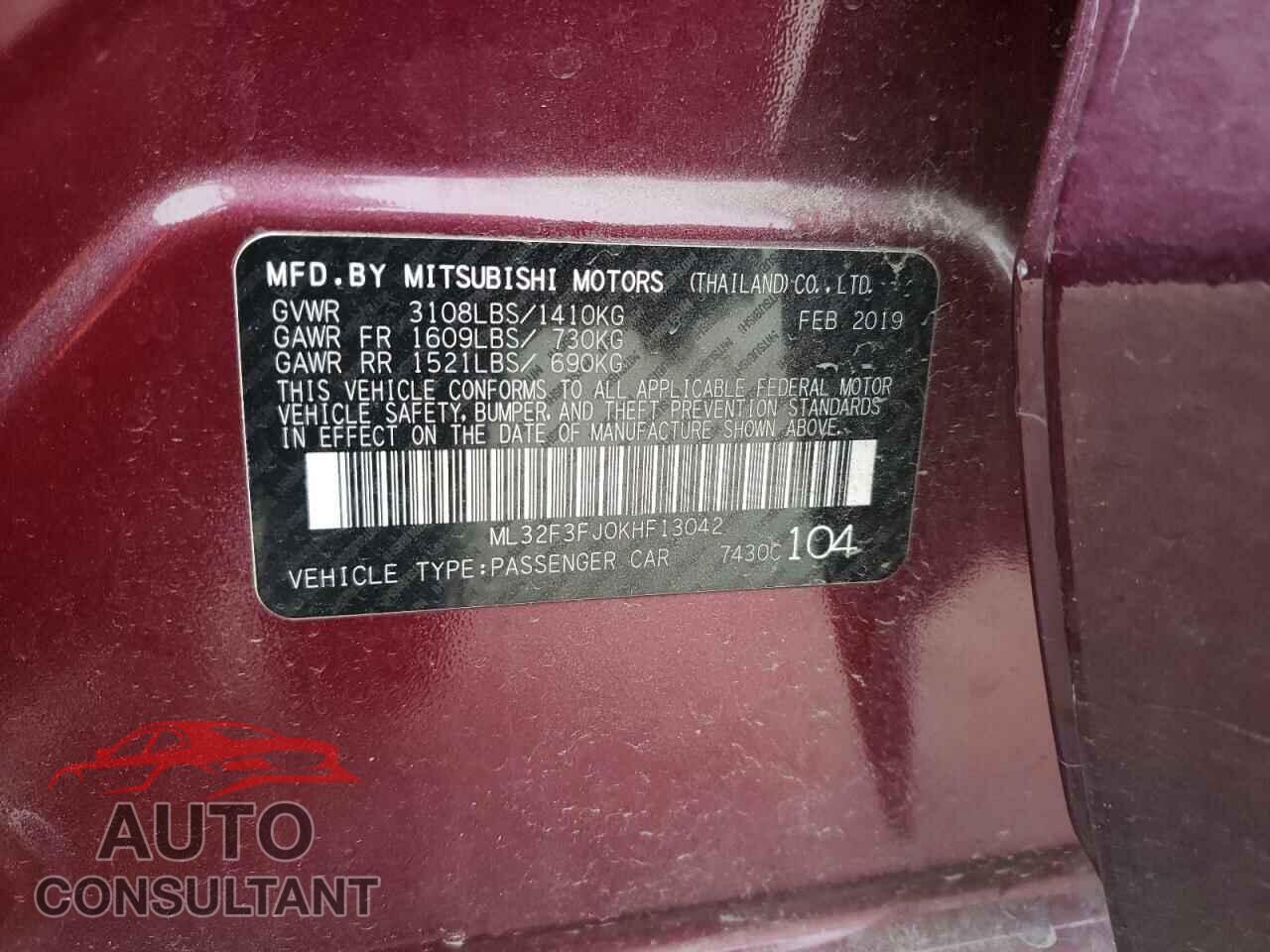 MITSUBISHI MIRAGE 2019 - ML32F3FJ0KHF13042
