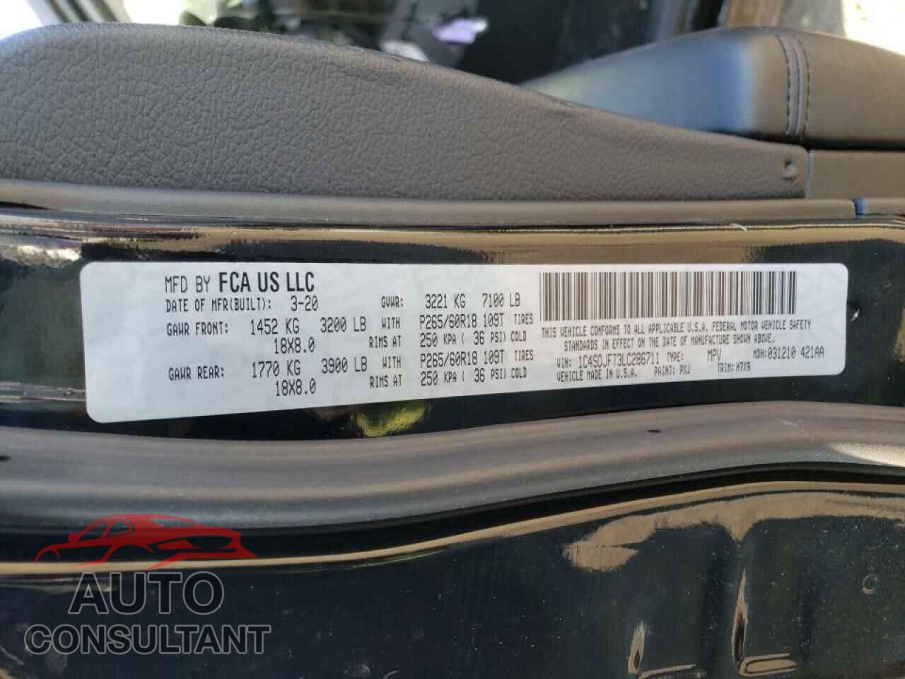 DODGE DURANGO 2020 - 1C4SDJFT3LC286711