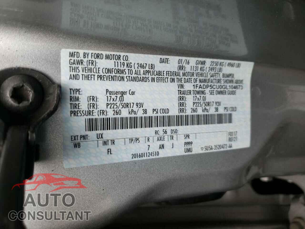 FORD CMAX 2016 - 1FADP5CU0GL104673