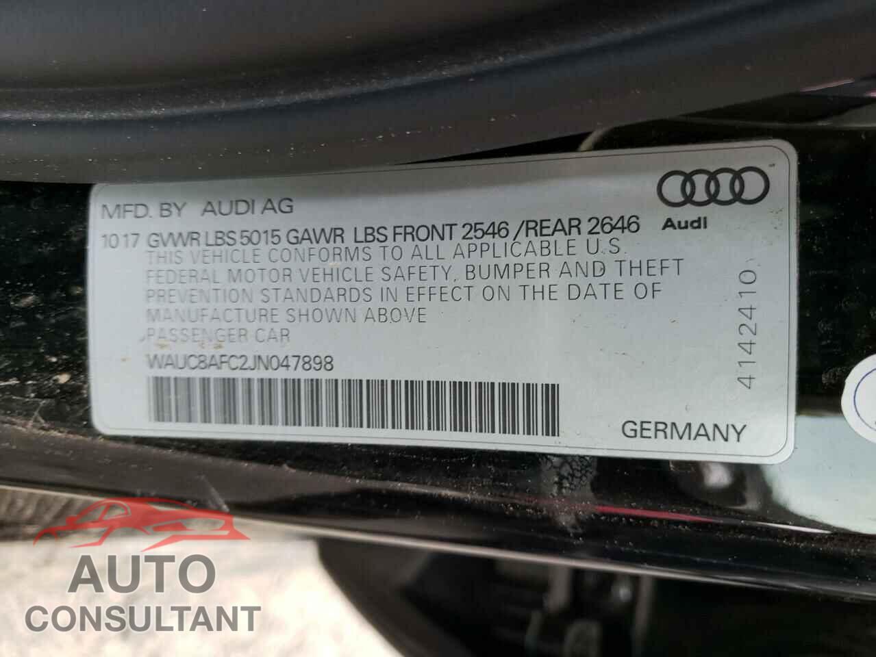 AUDI A6 2018 - WAUC8AFC2JN047898