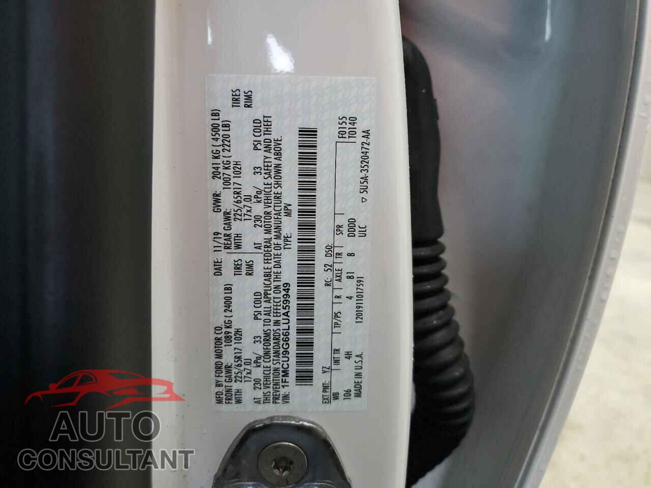 FORD ESCAPE 2020 - 1FMCU9G66LUA59949
