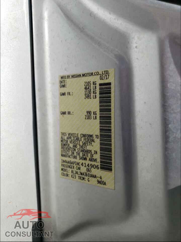 NISSAN MAXIMA 2017 - 1N4AA6AP1HC414906