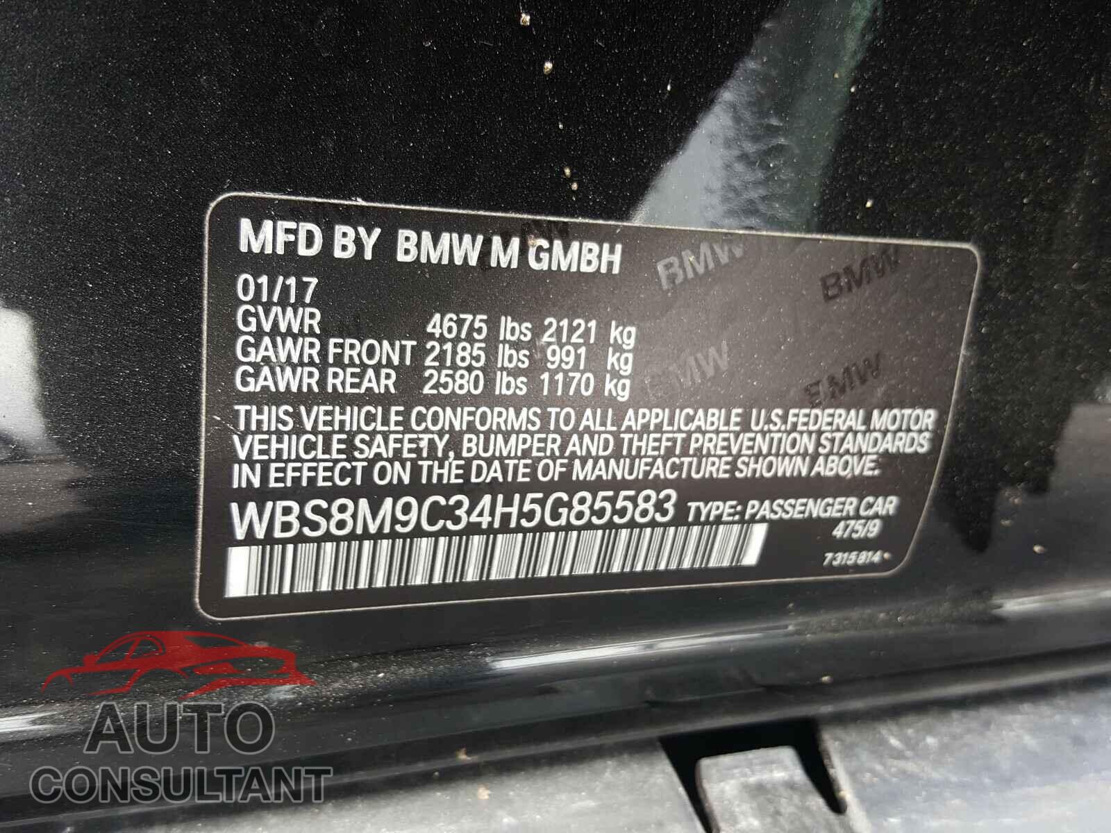 BMW M3 2017 - WBS8M9C34H5G85583