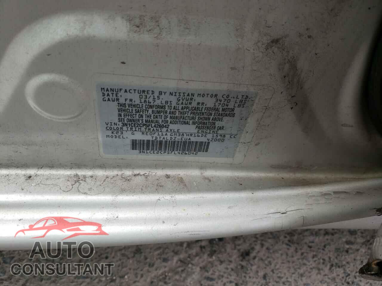 NISSAN VERSA 2015 - 3N1CE2CP5FL426042