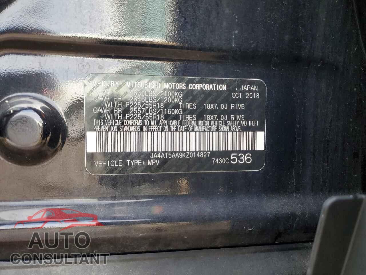 MITSUBISHI ECLIPSE 2019 - JA4AT5AA9KZ014827
