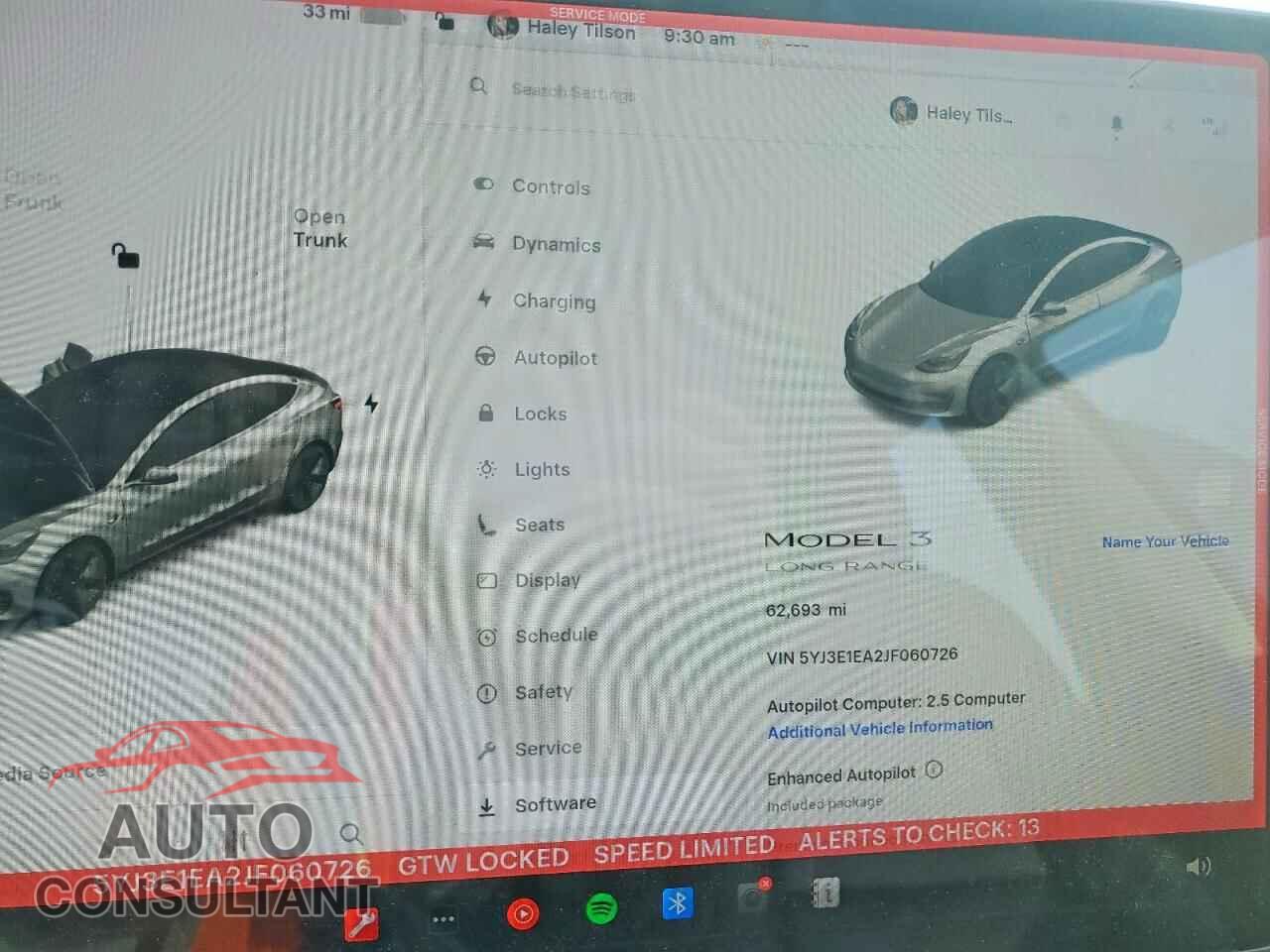 TESLA MODEL 3 2018 - 5YJ3E1EA2JF060726