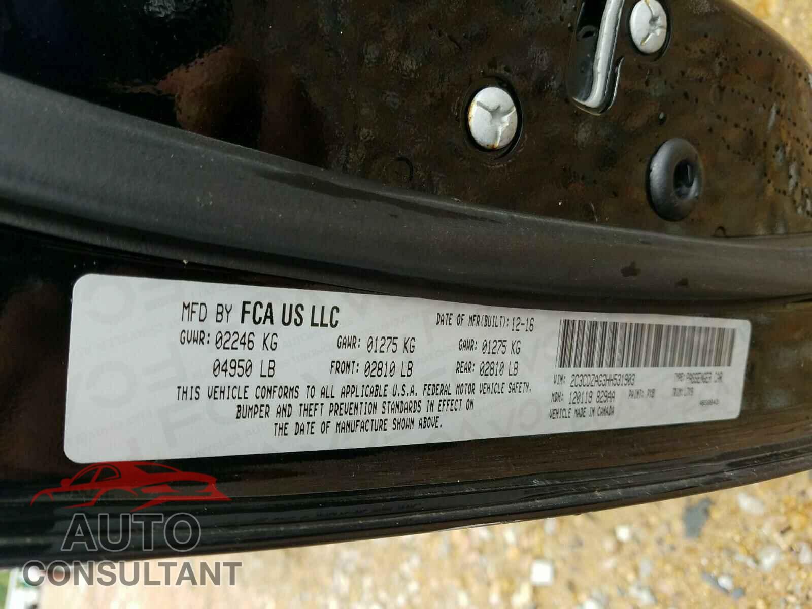 DODGE CHALLENGER 2017 - 2C3CDZAG3HH531903
