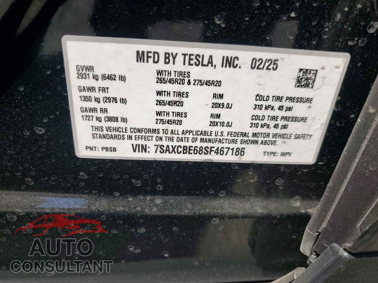 TESLA MODEL X 2025 - 7SAXCBE68SF467186