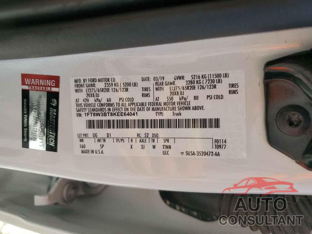 FORD F350 2019 - 1FT8W3BT8KEE64041