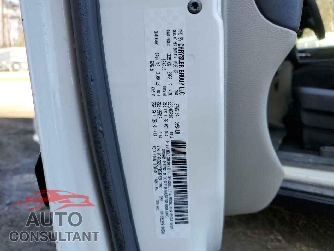 DODGE CARAVAN 2013 - 2C4RDGBG7DR542724