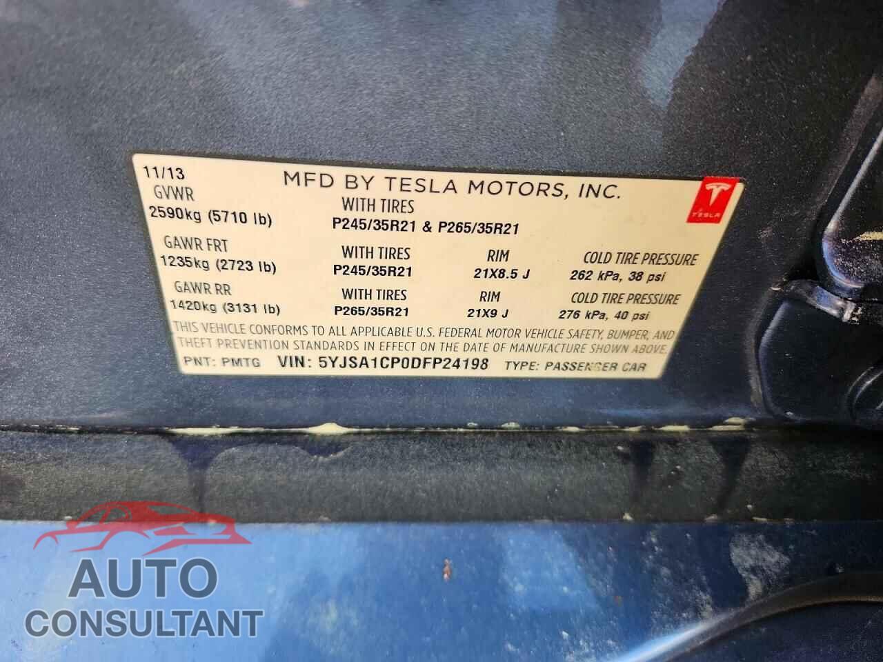 TESLA MODEL S 2013 - 5YJSA1CP0DFP24198