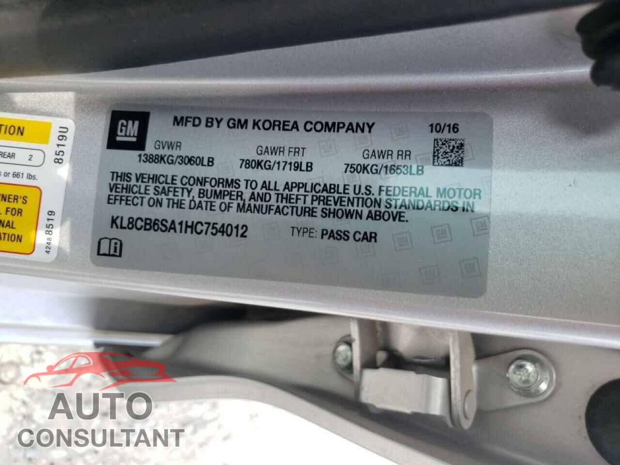 CHEVROLET SPARK 2017 - KL8CB6SA1HC754012