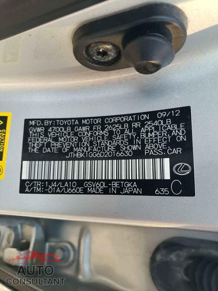 LEXUS ES350 2013 - JTHBK1GG6D2016630