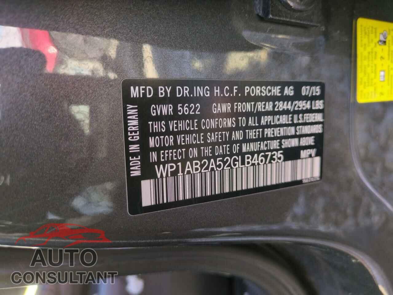 PORSCHE MACAN 2016 - WP1AB2A52GLB46735