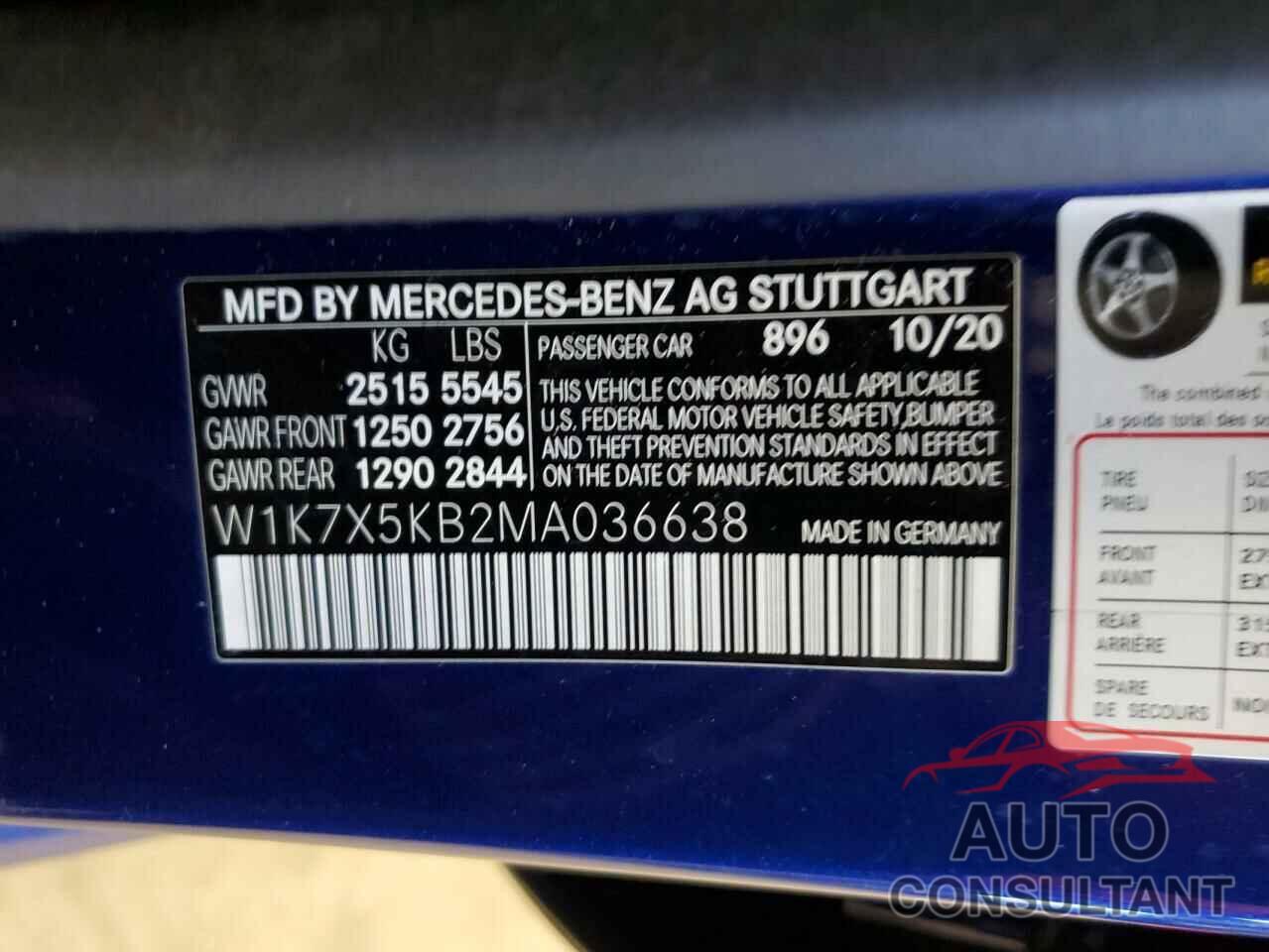 MERCEDES-BENZ GT-CLASS 2021 - W1K7X5KB2MA036638