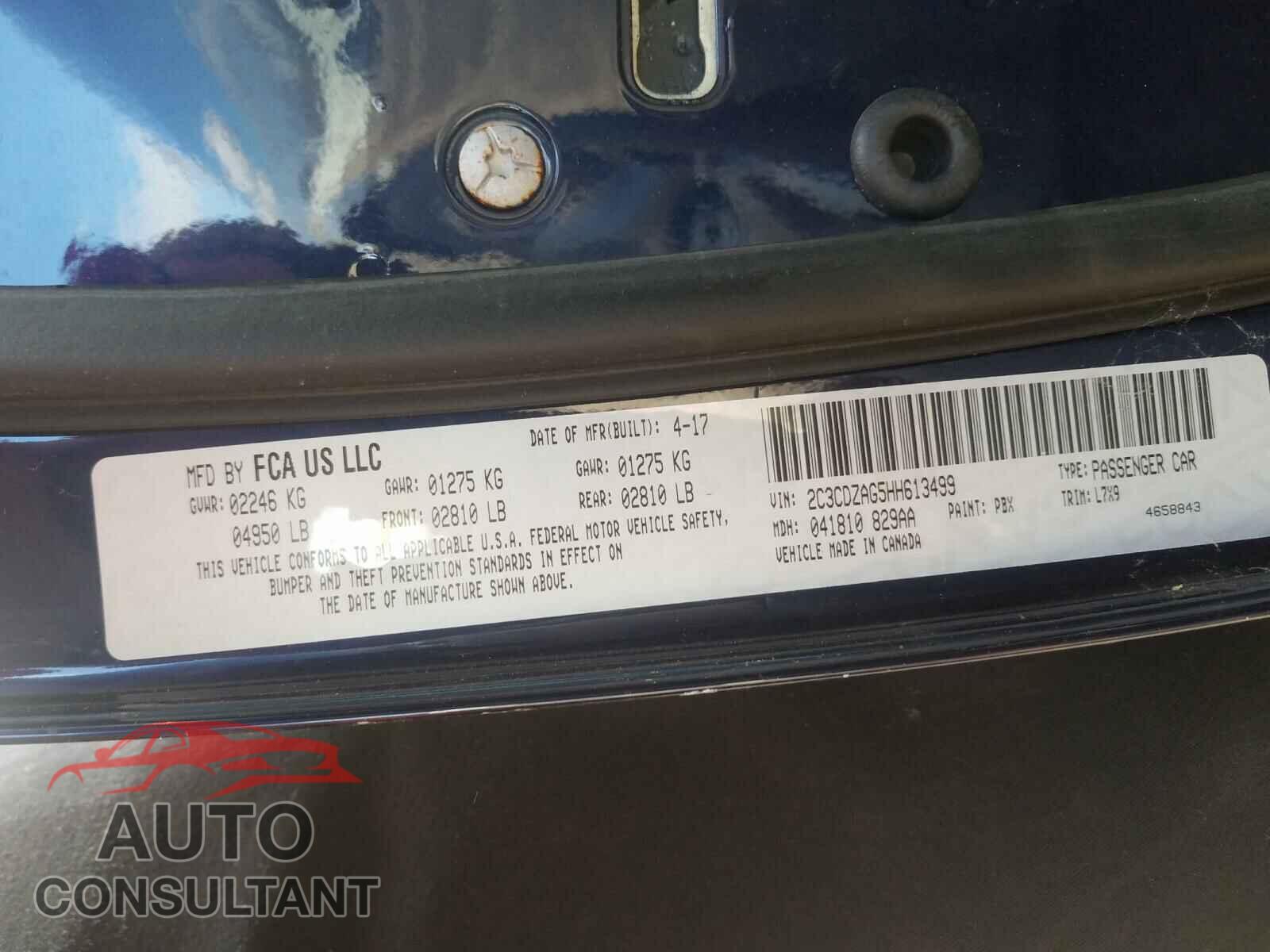DODGE CHALLENGER 2017 - 2C3CDZAG5HH613499