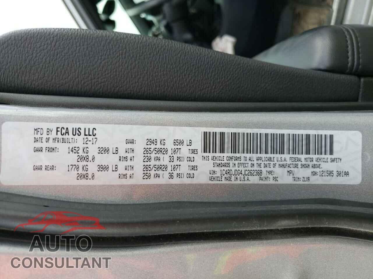 DODGE DURANGO 2018 - 1C4RDJDG4JC262368