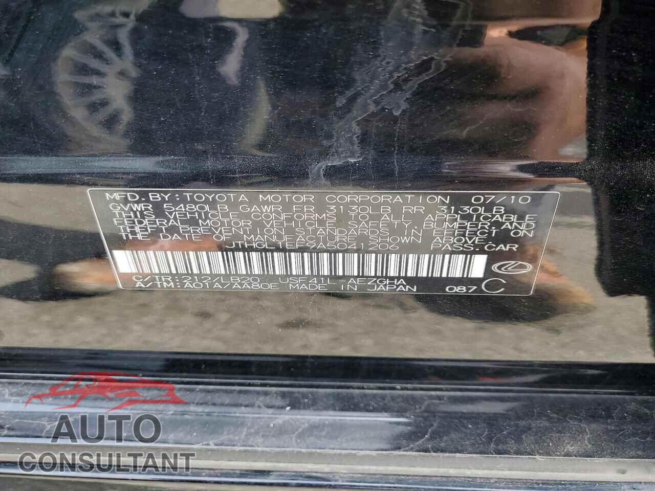 LEXUS LS500 2010 - JTHGL1EF9A5041206
