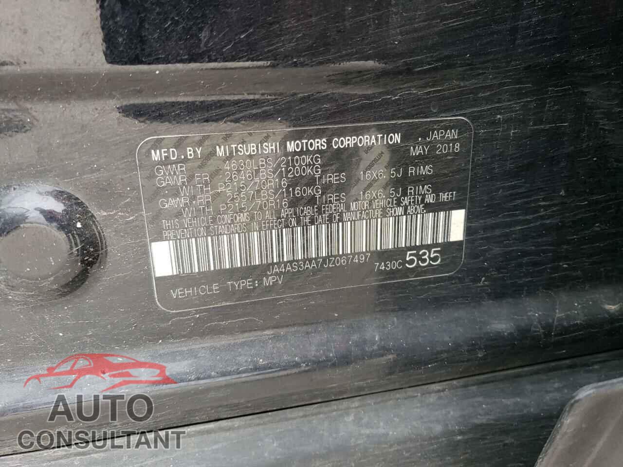 MITSUBISHI ECLIPSE 2018 - JA4AS3AA7JZ067497