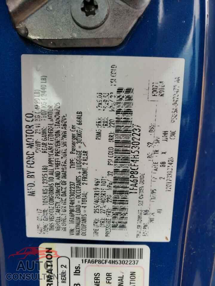 FORD MUSTANG 2017 - 1FA6P8CF4H5302237