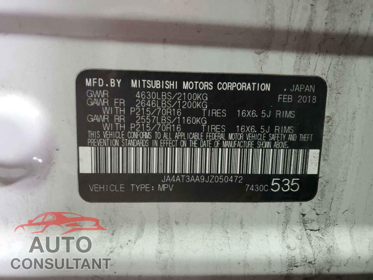 MITSUBISHI ECLIPSE 2018 - JA4AT3AA9JZ050472