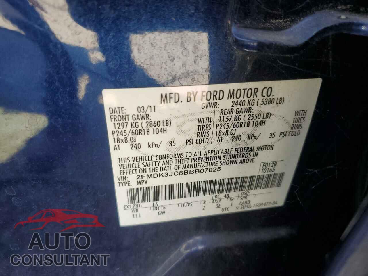 FORD EDGE 2011 - 2FMDK3JC8BBB07025