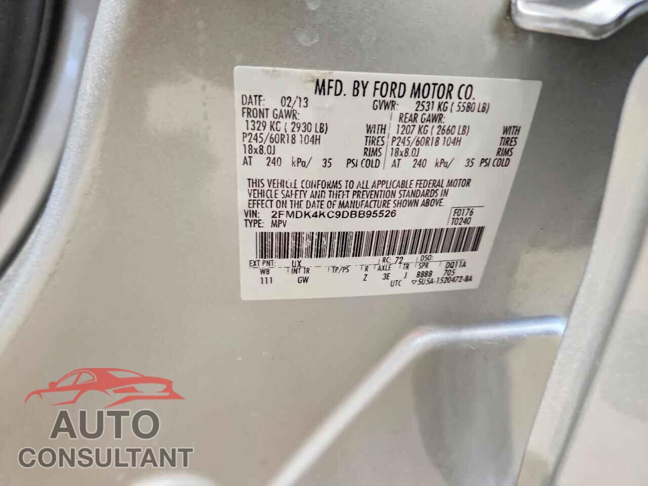 FORD EDGE 2013 - 2FMDK4KC9DBB95526