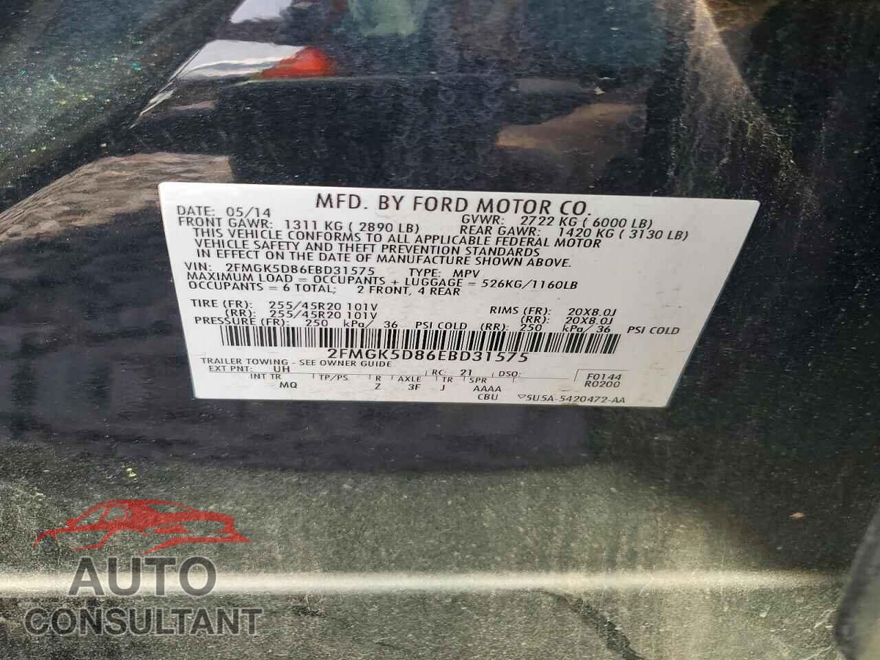 FORD FLEX 2014 - 2FMGK5D86EBD31575