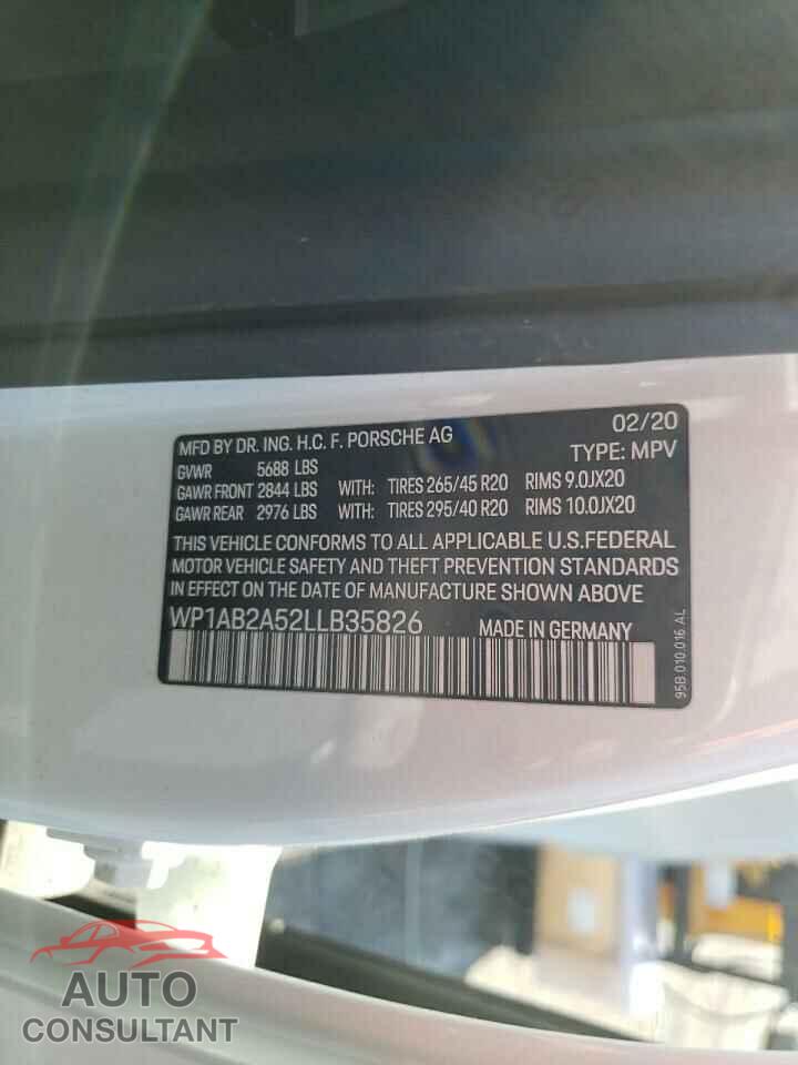 PORSCHE MACAN 2020 - WP1AB2A52LLB35826