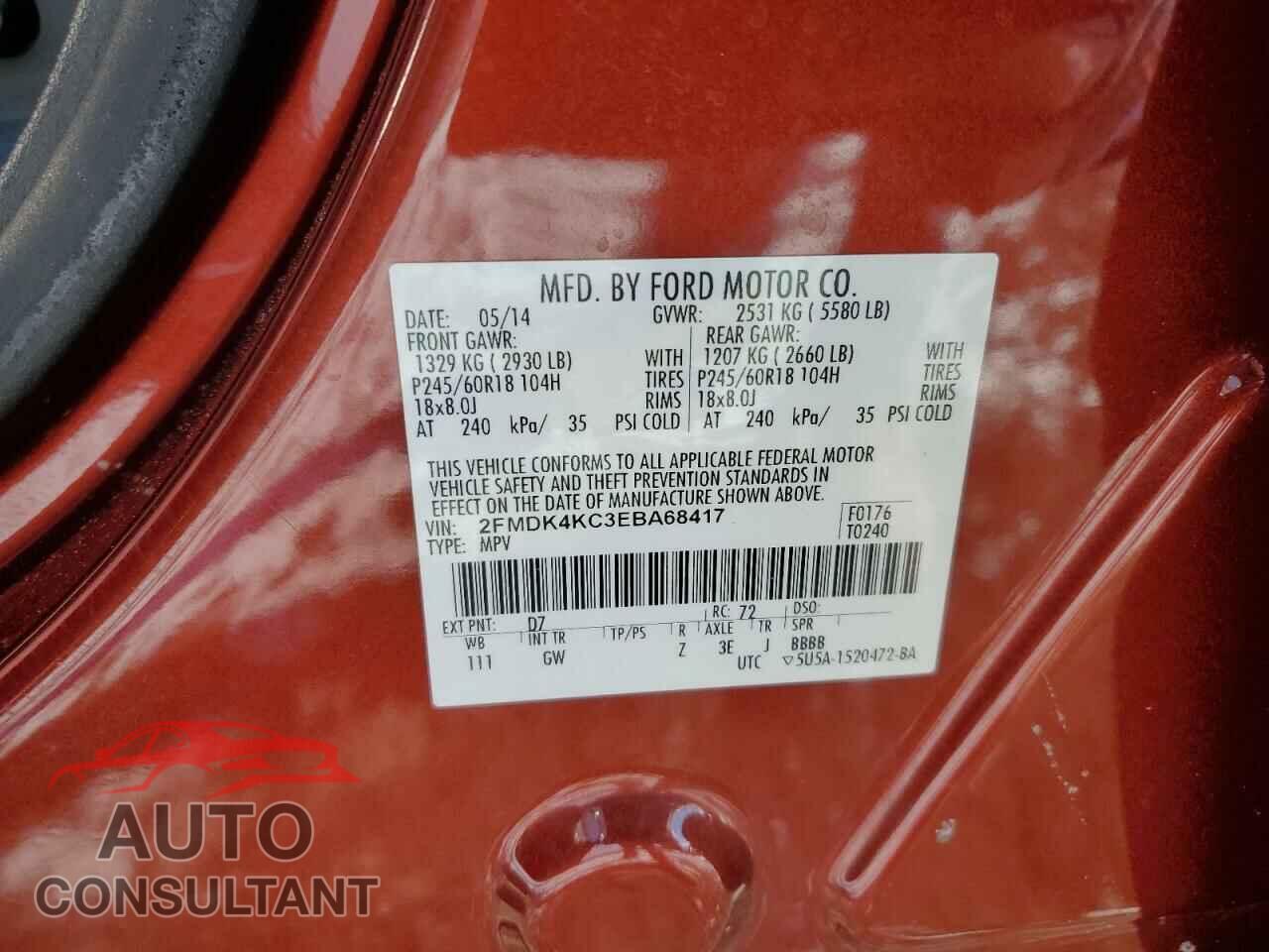 FORD EDGE 2014 - 2FMDK4KC3EBA68417