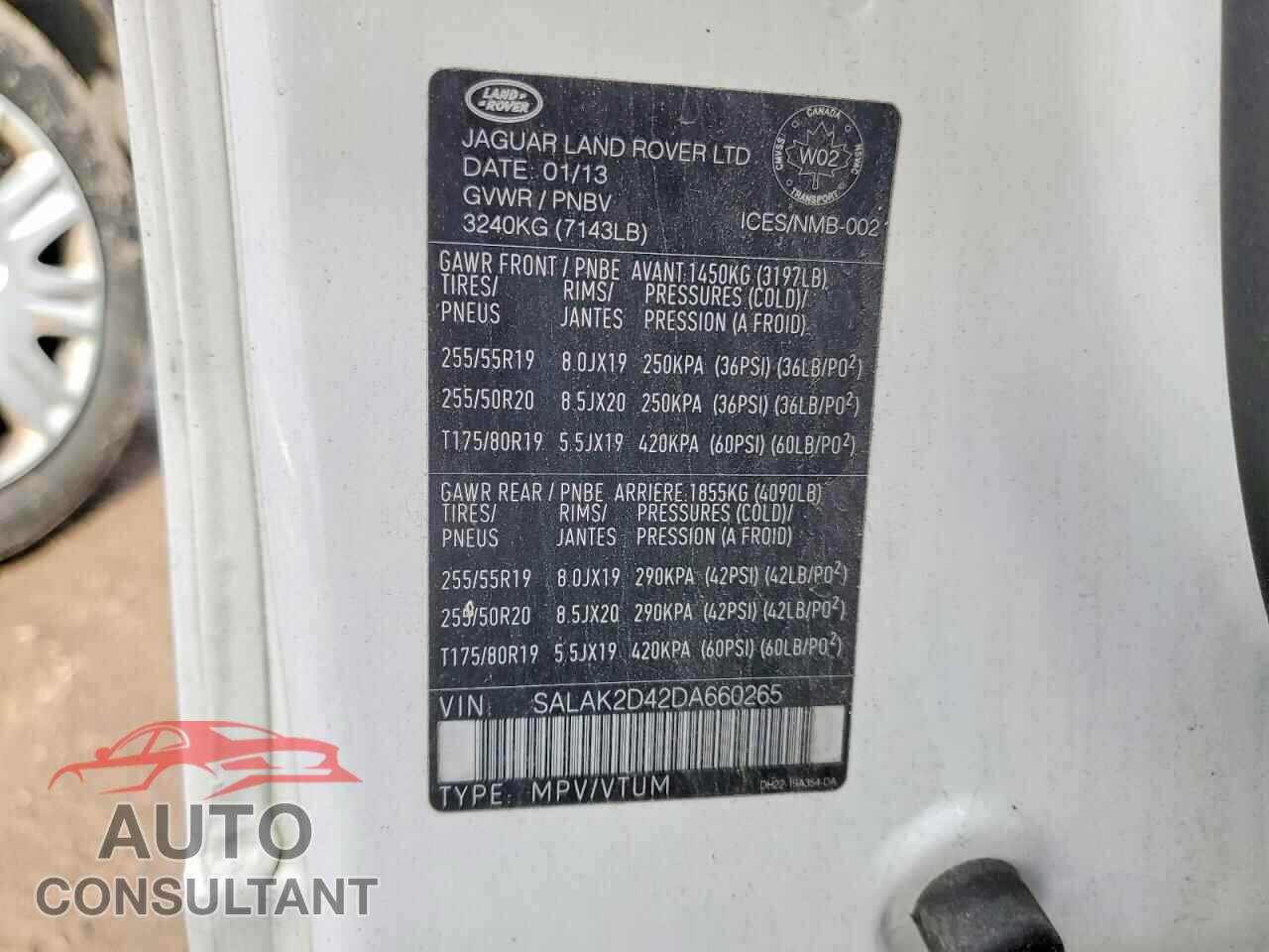 LAND ROVER LR4 2013 - SALAK2D42DA660265