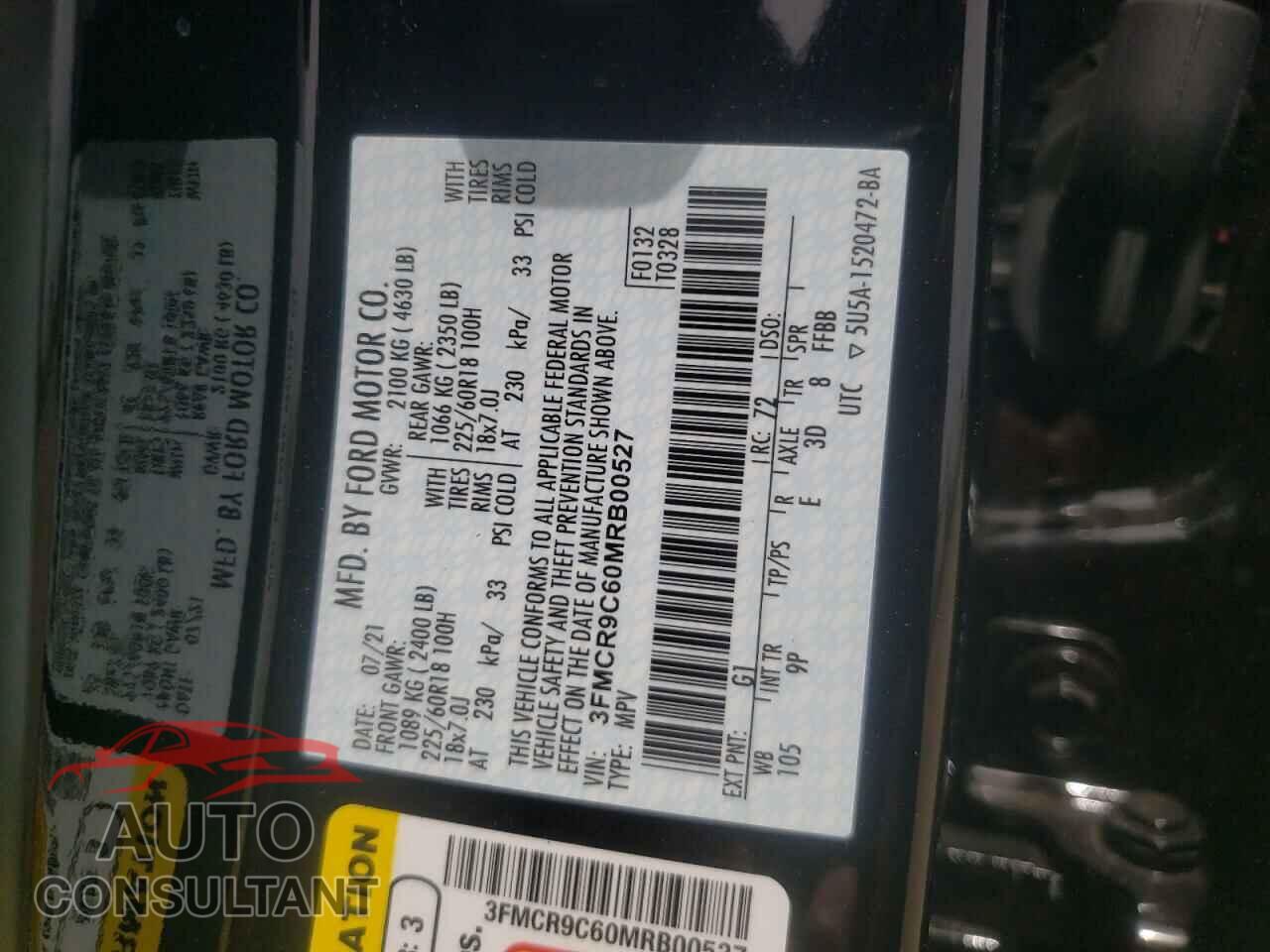 FORD BRONCO 2021 - 3FMCR9C60MRB00527