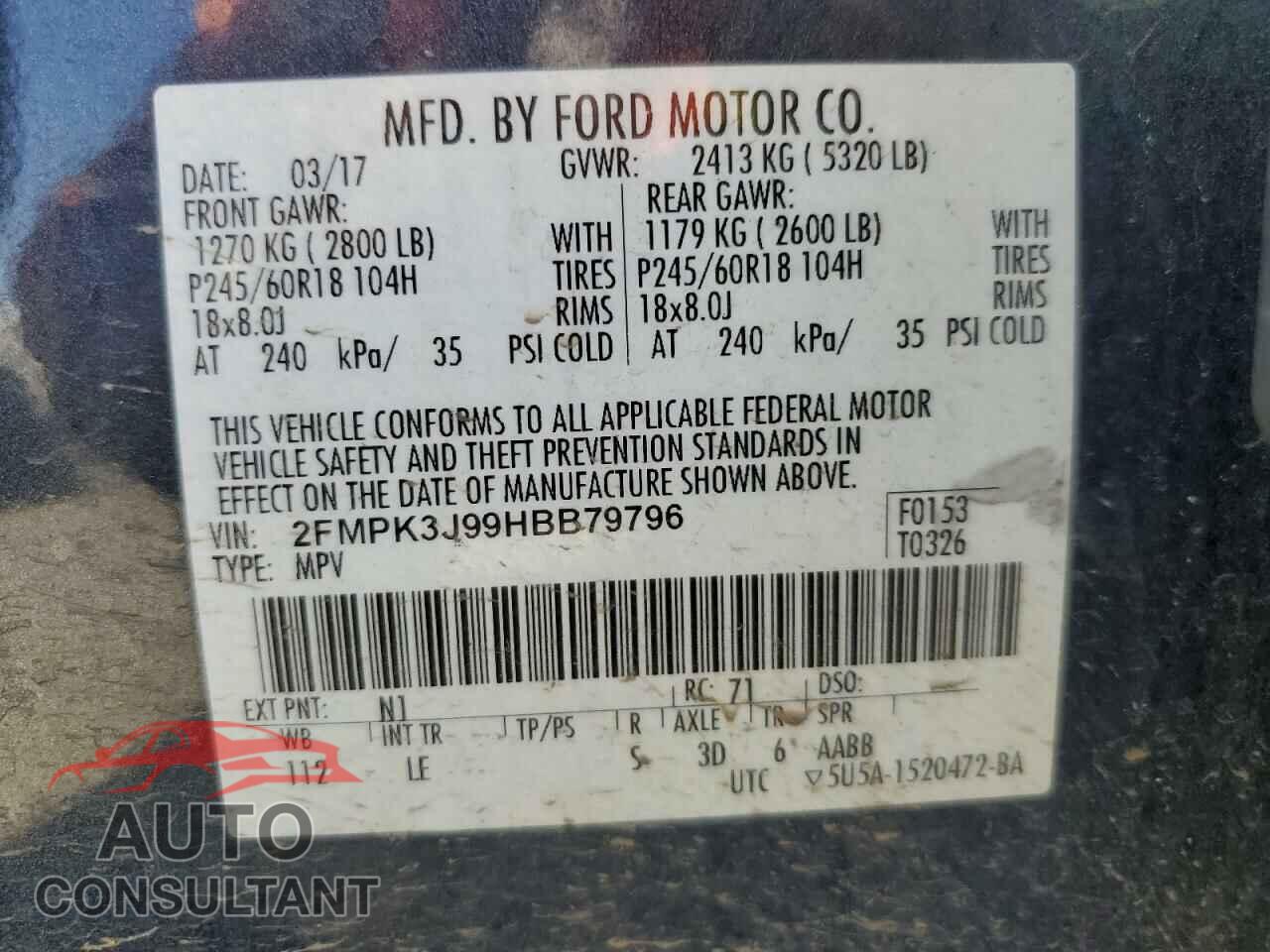 FORD EDGE 2017 - 2FMPK3J99HBB79796