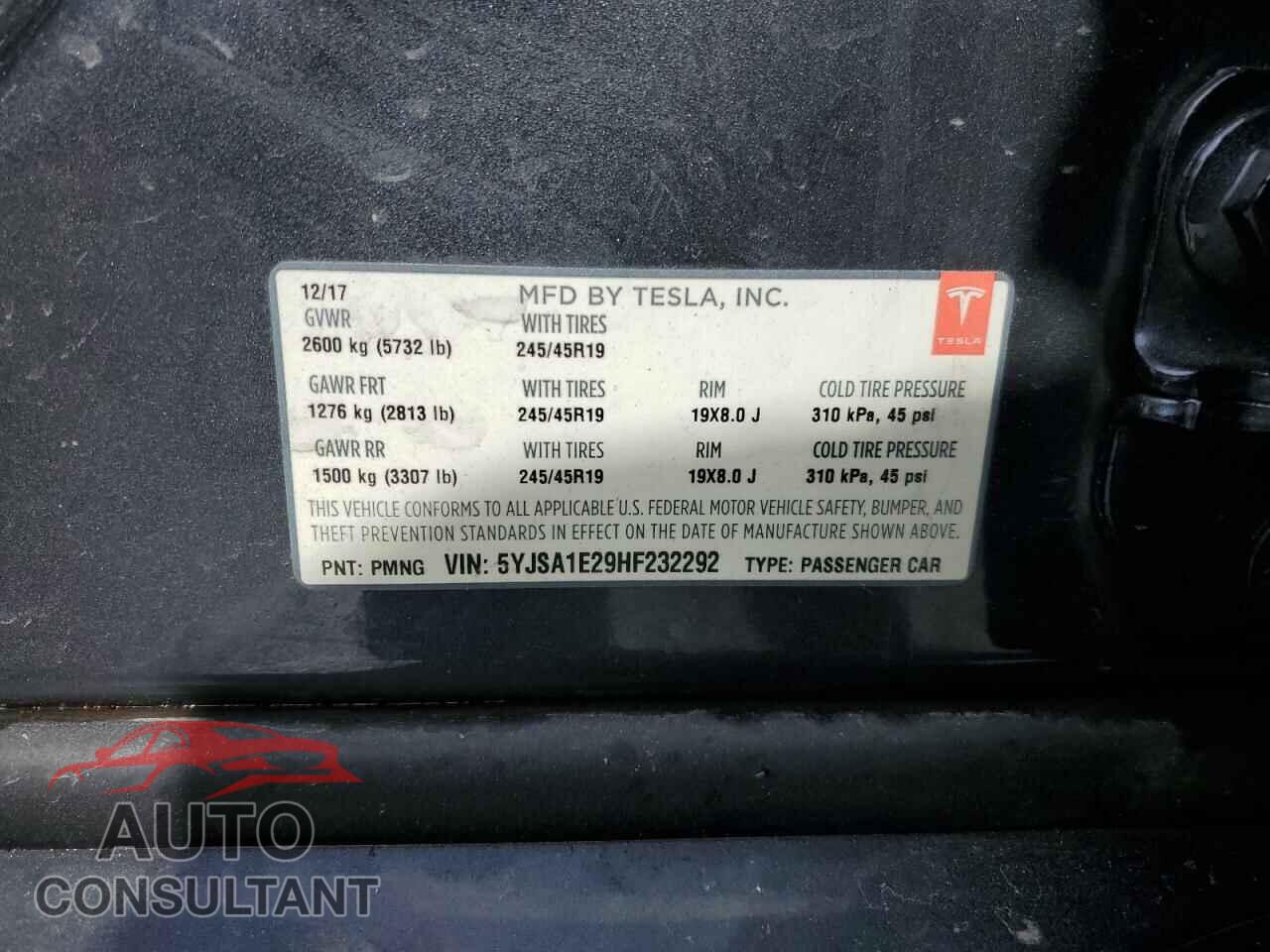 TESLA MODEL S 2017 - 5YJSA1E29HF232292