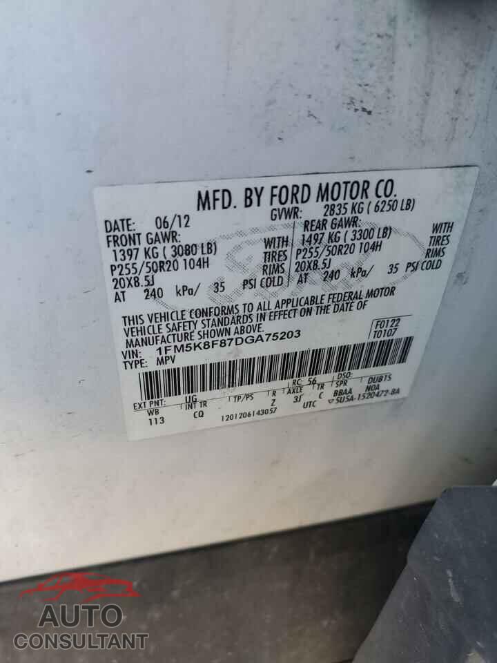 FORD EXPLORER 2013 - 1FM5K8F87DGA75203