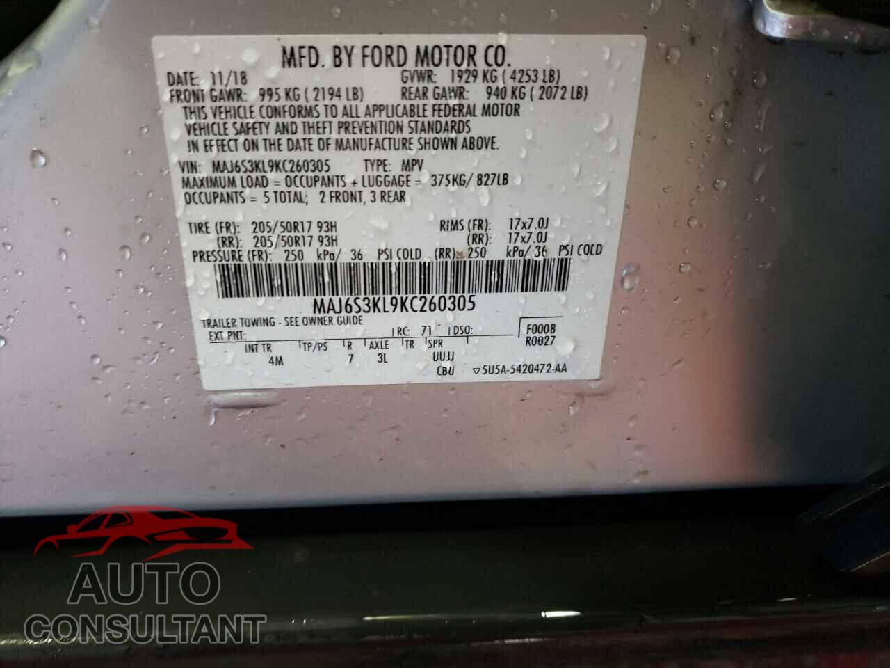 FORD ECOSPORT 2019 - MAJ6S3KL9KC260305