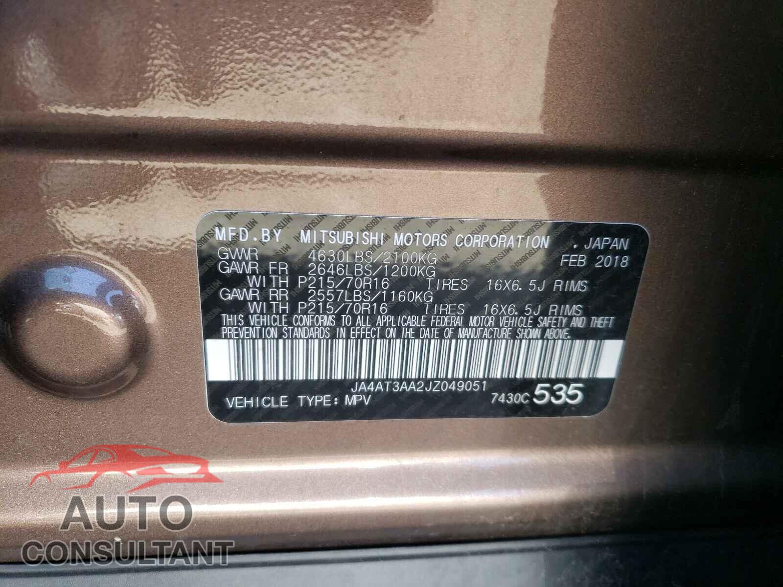 MITSUBISHI ECLIPSE 2018 - JA4AT3AA2JZ049051