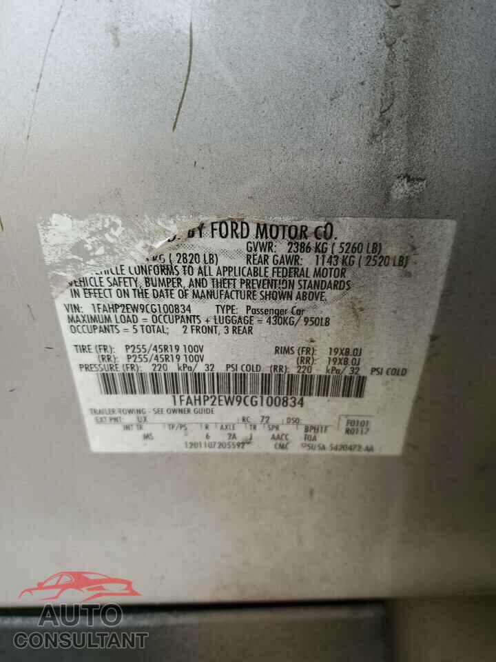 FORD TAURUS 2012 - 1FAHP2EW9CG100834