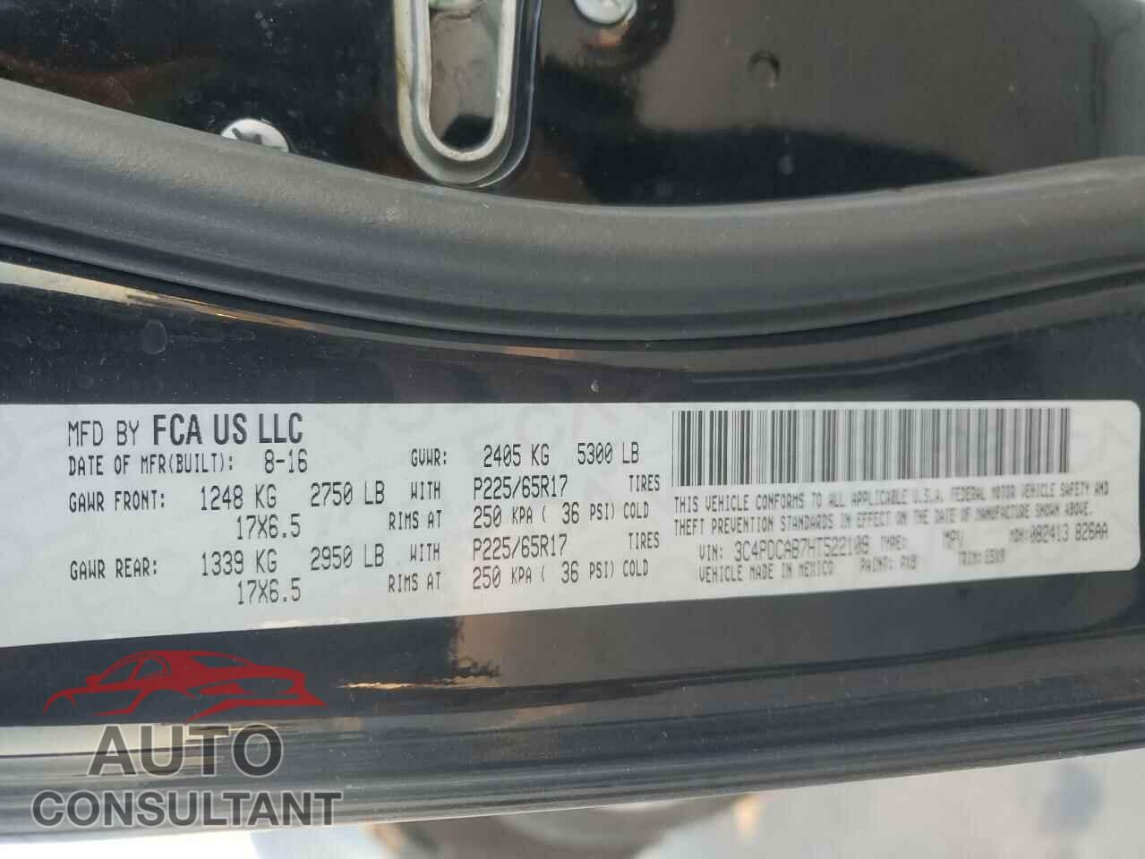 DODGE JOURNEY 2017 - 3C4PDCAB7HT522109
