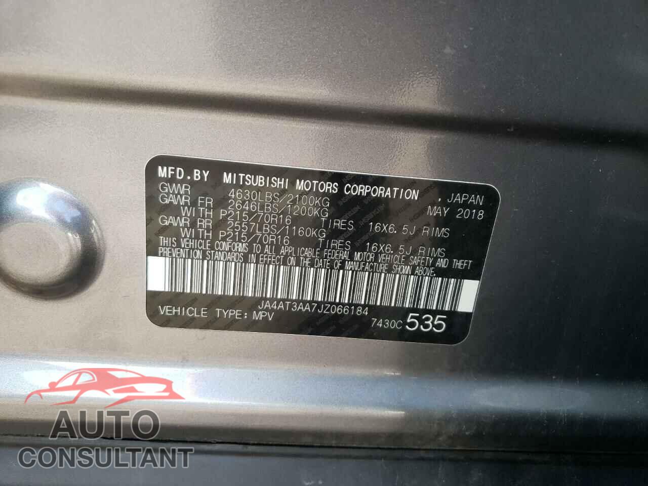 MITSUBISHI ECLIPSE 2018 - JA4AT3AA7JZ066184