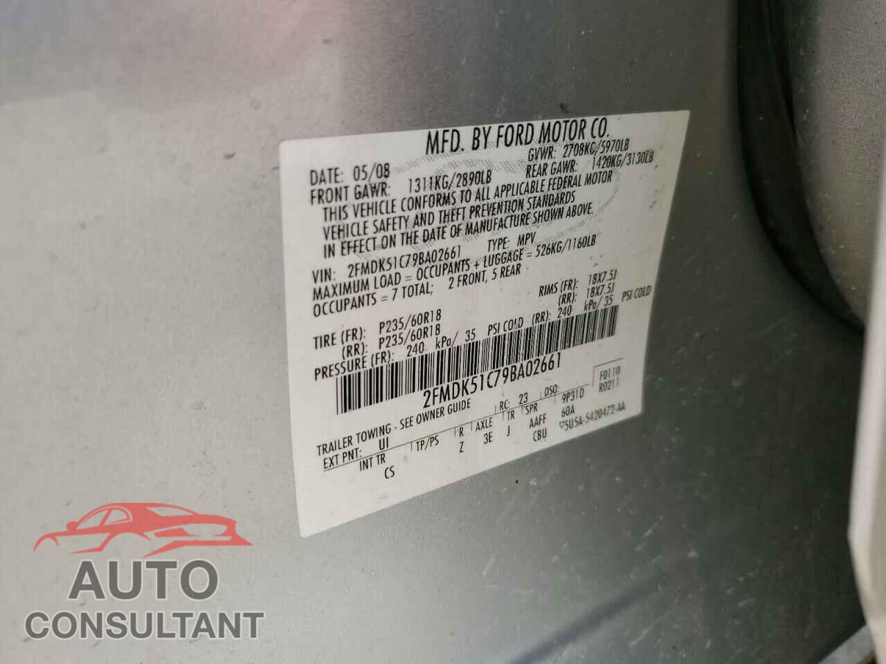 FORD FLEX 2009 - 2FMDK51C79BA02661