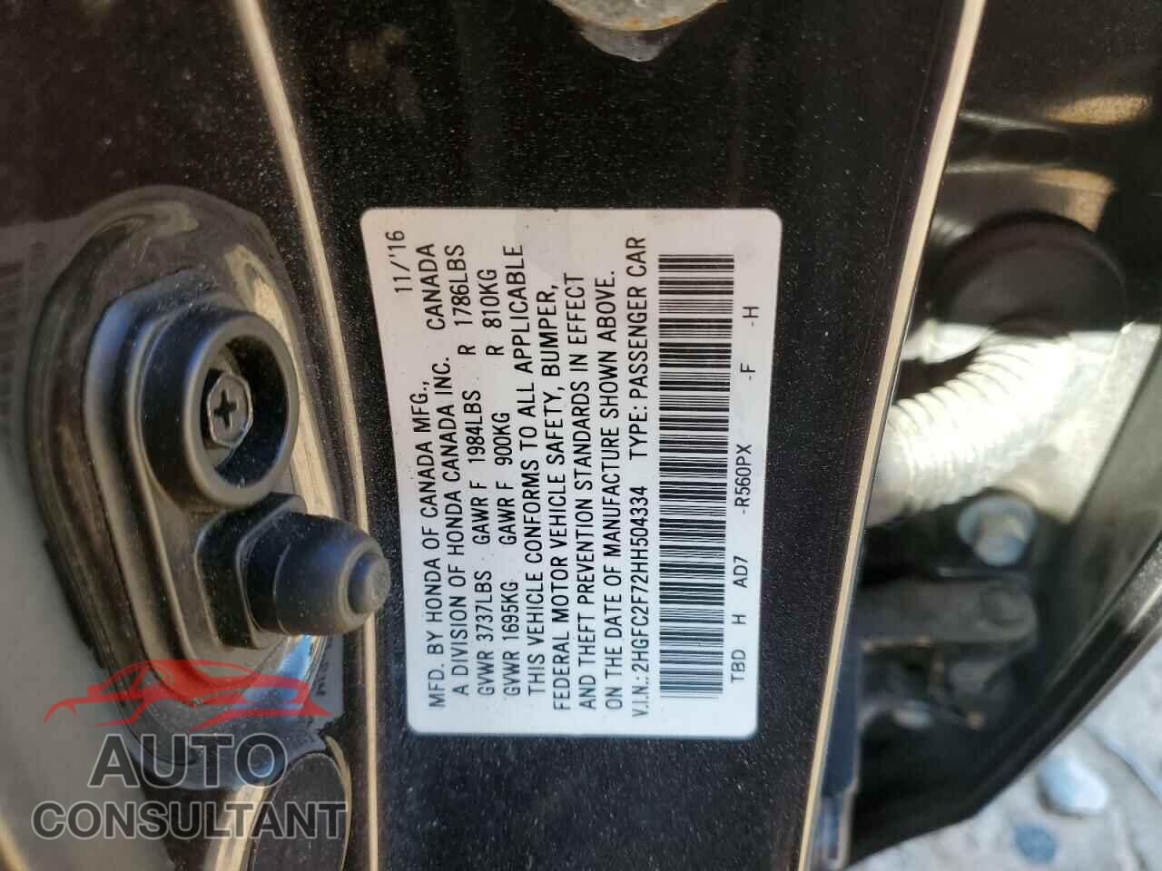 HONDA CIVIC 2017 - 2HGFC2F72HH504334