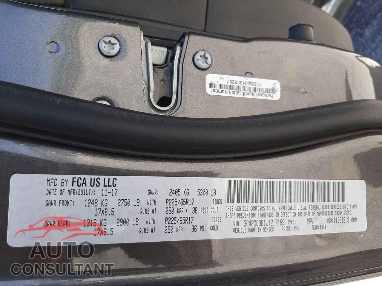 DODGE JOURNEY 2018 - 3C4PDCBB1JT217189