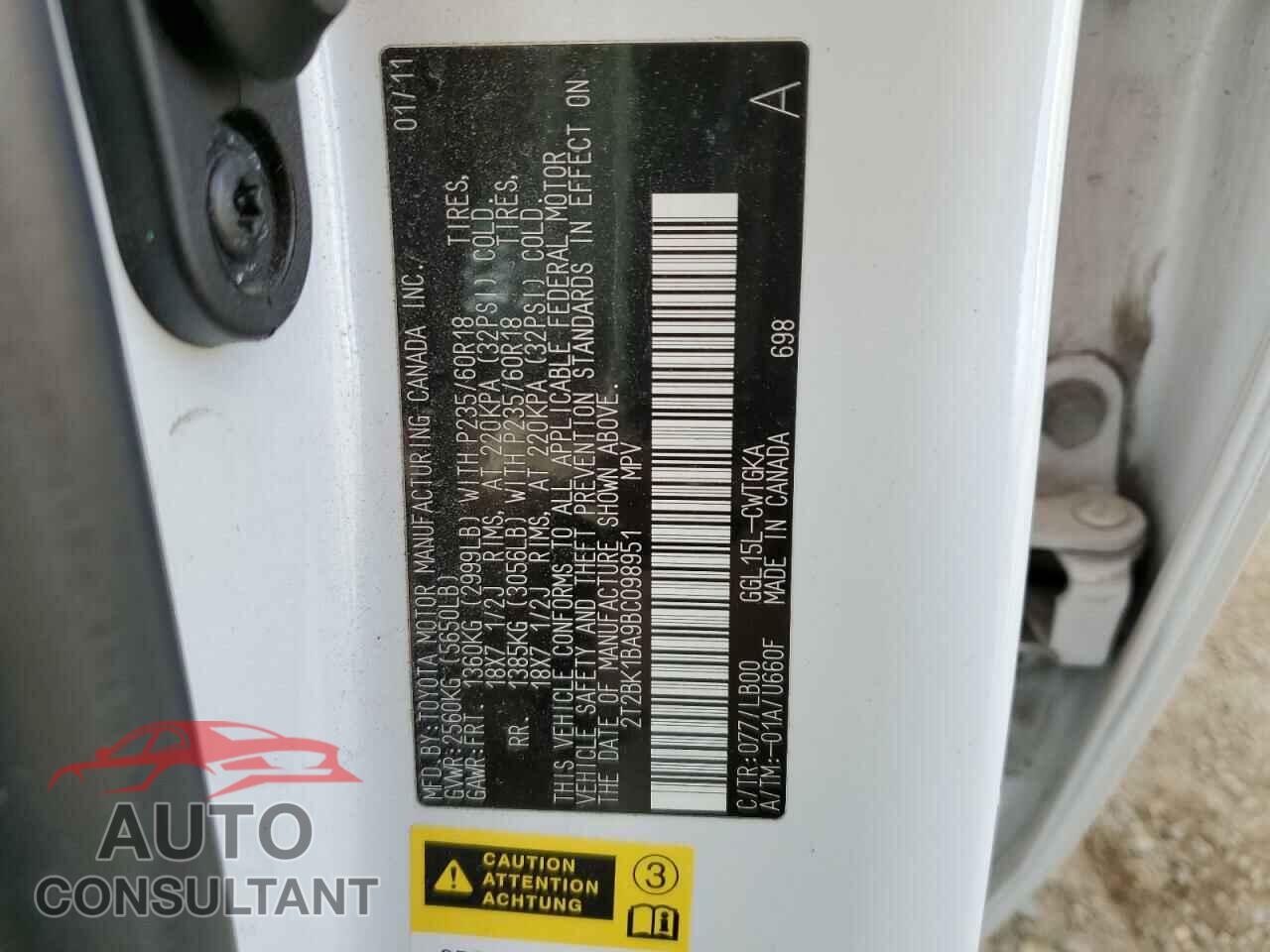LEXUS RX350 2011 - 2T2BK1BA9BC098951